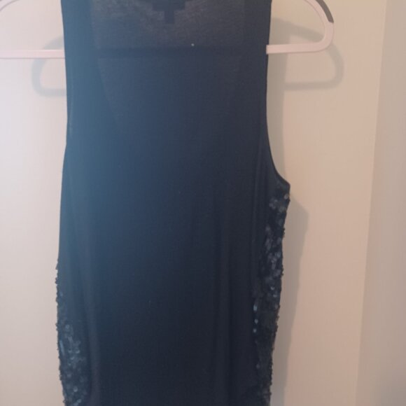 Express Black / Silver Sequin Metallic Bling Tank Top Size Small - Picture 3 of 4